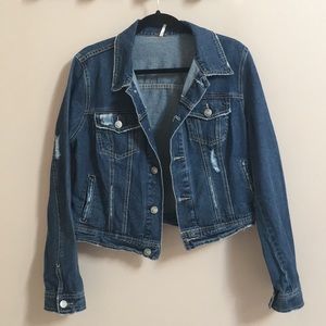 Free People distressed denim jacket